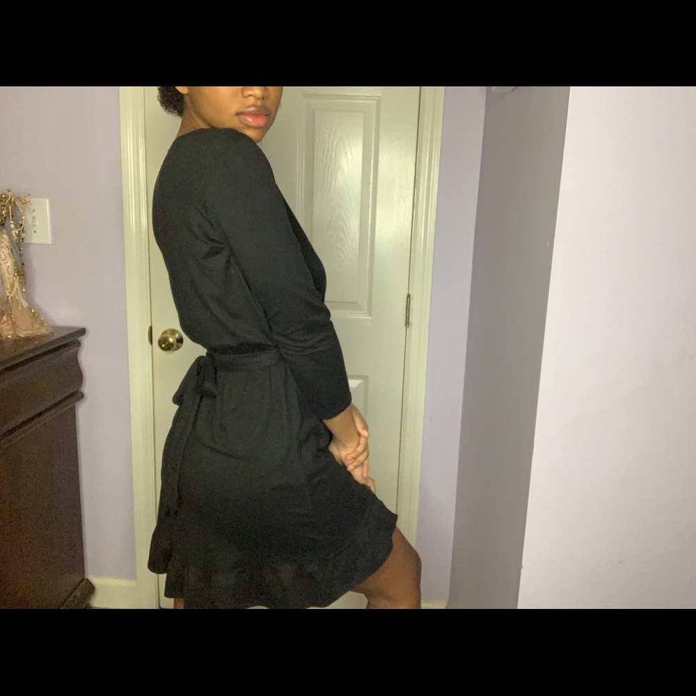 Black ruffle skirt dress